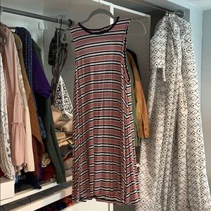 Red white and blue stripped dress